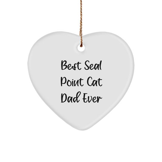 Funny Seal Point Cat Dad Gifts for Men, Heart Ornament for Seal Point Cat Lovers, 'Best Seal Point Cat Dad Ever' Quote, Christmas Unique Gifts from Men to Family - Image 1