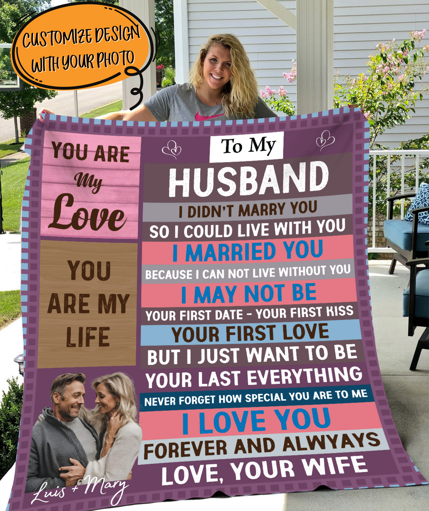 To My Husband Custom Fleece Blanket