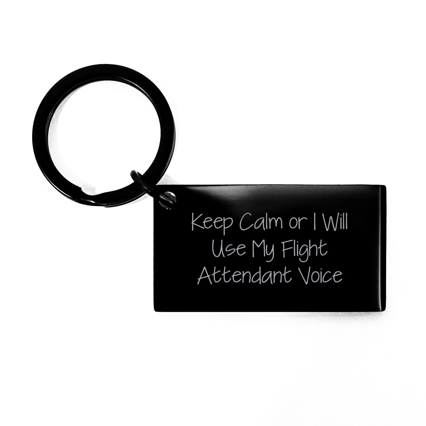 Flight Attendant Humor Gifts from Friends for Men Women Coworkers Family - Keep Calm Or I Will Use My Flight Attendant Voice Keychain, Graduation Unique Gifts - Image 1