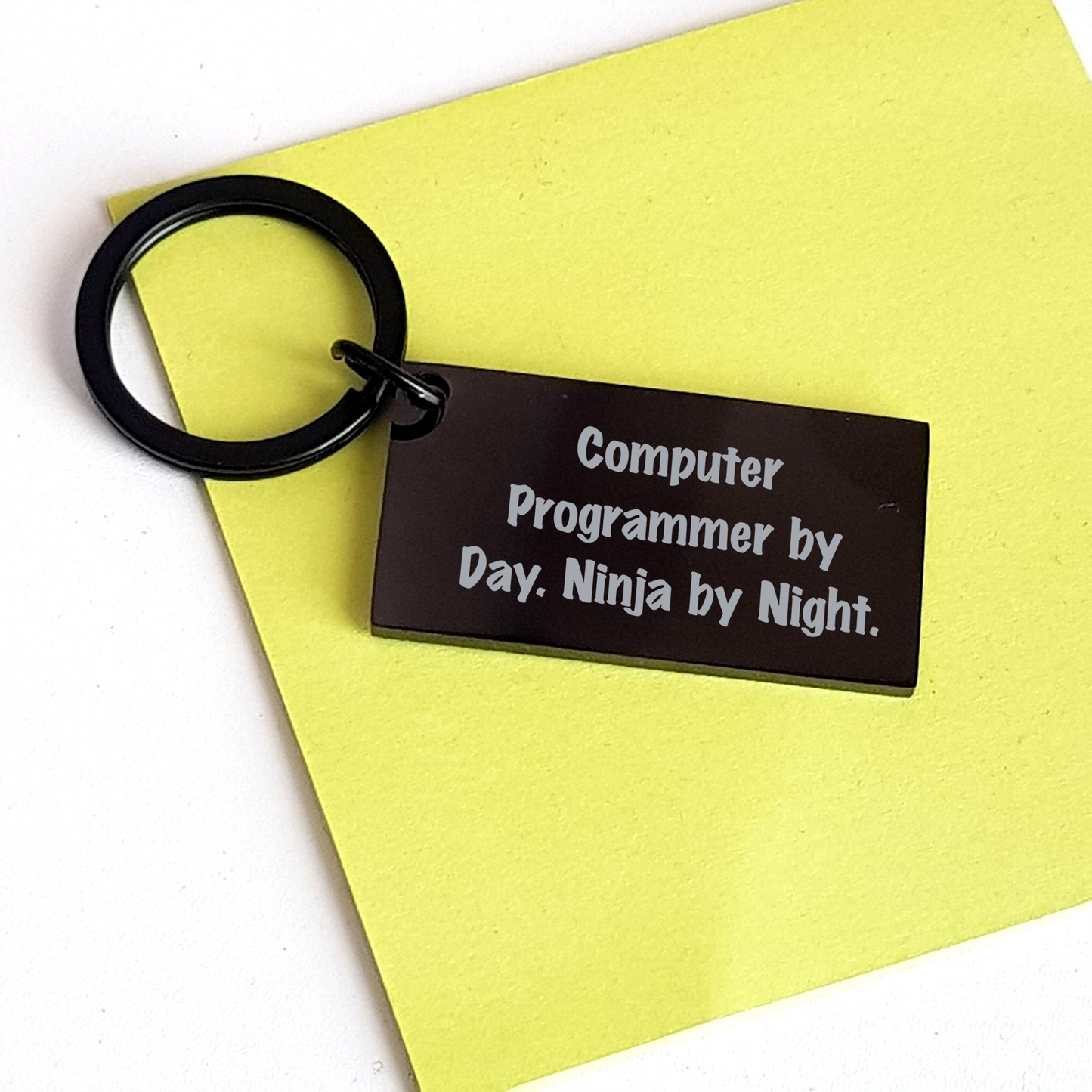 Funny Computer Programmer Keychain, 'Computer Programmer By Day. Ninja By Night.' Engraved, Graduation Gifts for Men, Women, or Friends from Family - Image 3