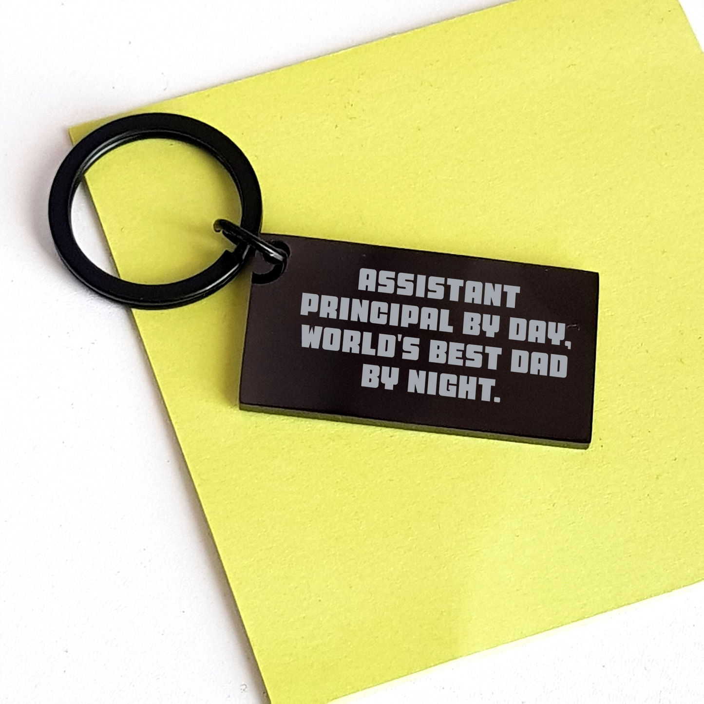 Assistant Principal Gifts by Friend for Graduation, Funny Keychain with 'Assistant Principal By Day, World's Best Dad By Night.' Quote, Black Stainless Steel, 1.57 x 0.87 inches - Image 3