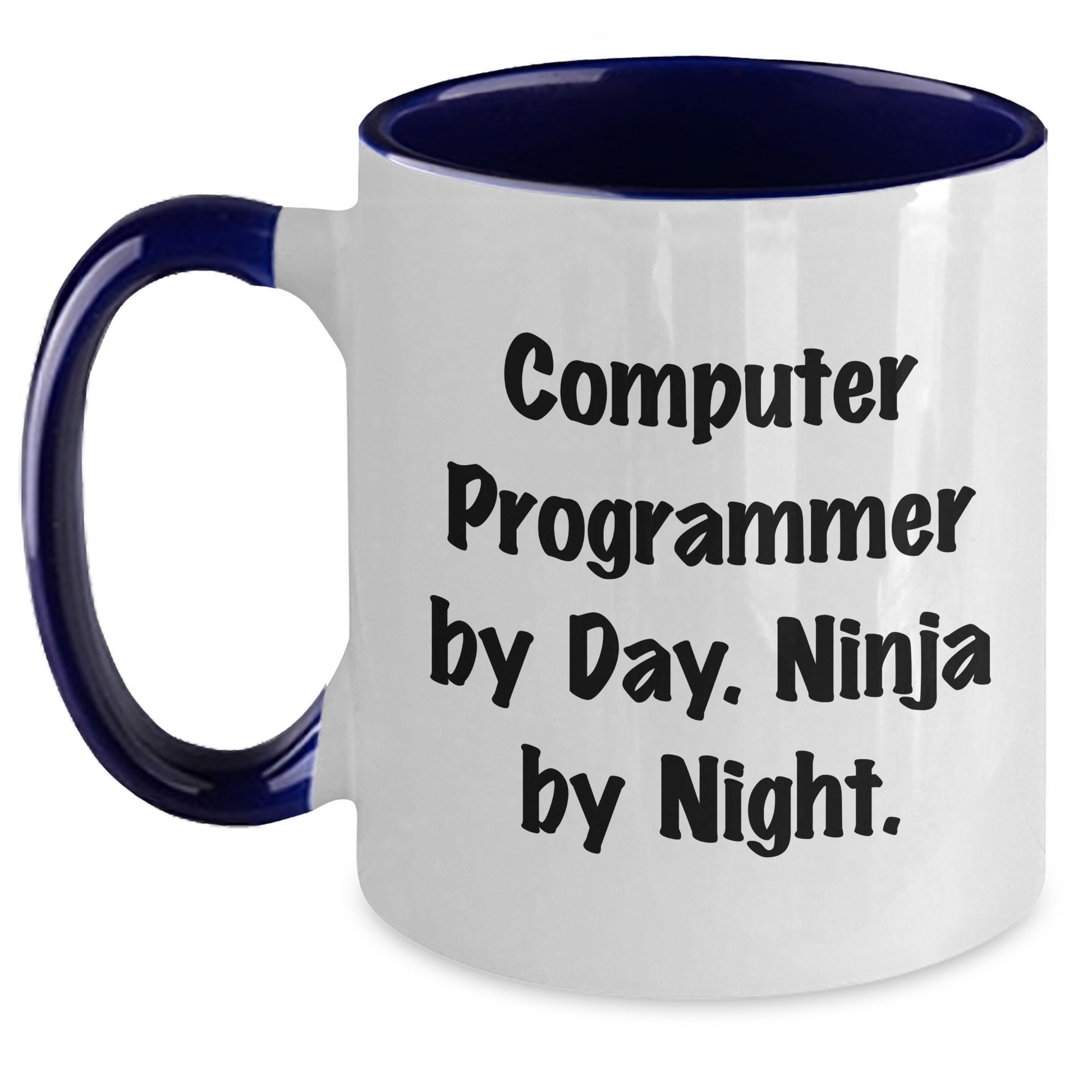 Computer Programmer Gifts from Coworkers - Funny Two Tone Coffee Mug with Computer Programmer By Day. Ninja By Night. Quote for Graduation Unique Gifts - Main