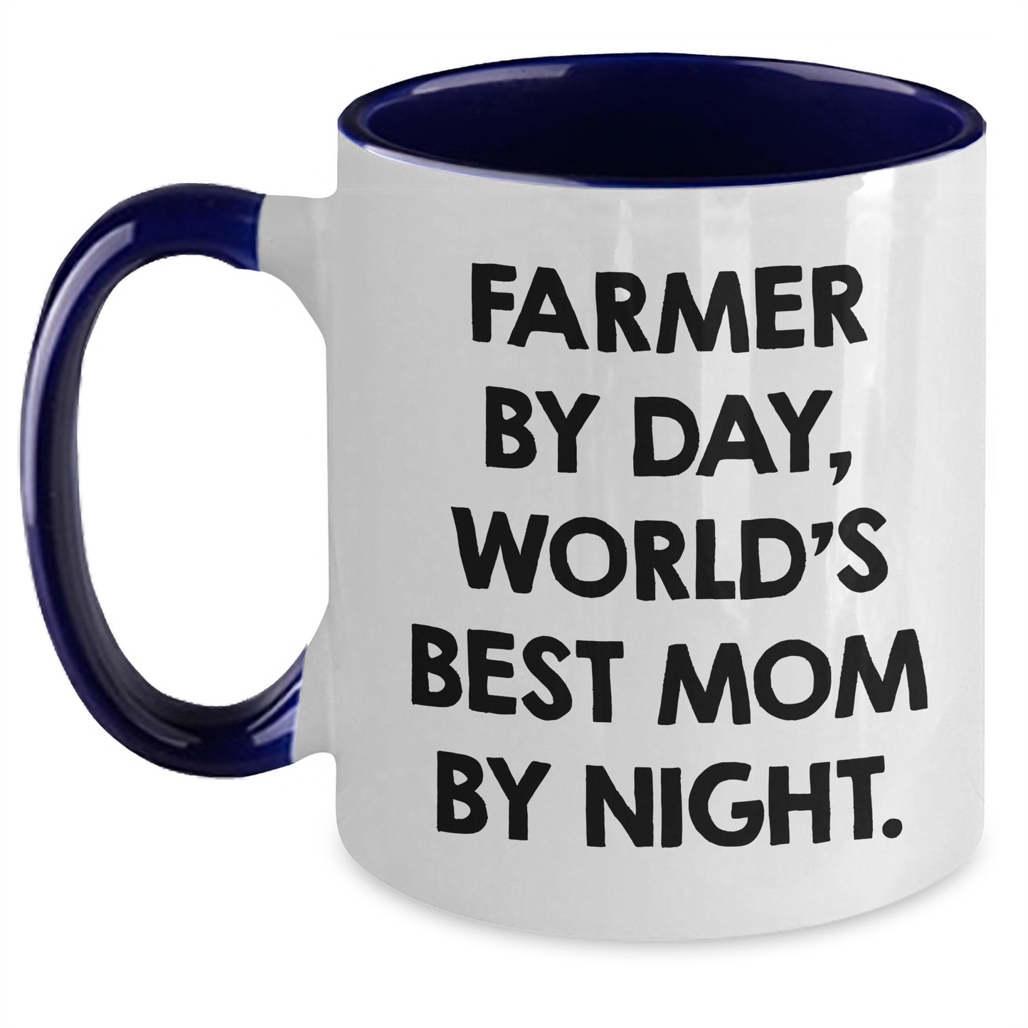 Farmer Gifts from Men - Funny Two Tone Coffee Mug, Farmer By Day, World's Best Mom By Night. - Unique Father's Day Unique Gifts for Farmers - Main