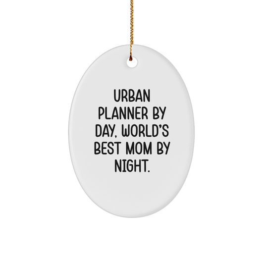 Urban Planner Gifts by Day, Fun Oval Ornaments for Family and Friends by Night, Christmas Unique Gifts - Image 1