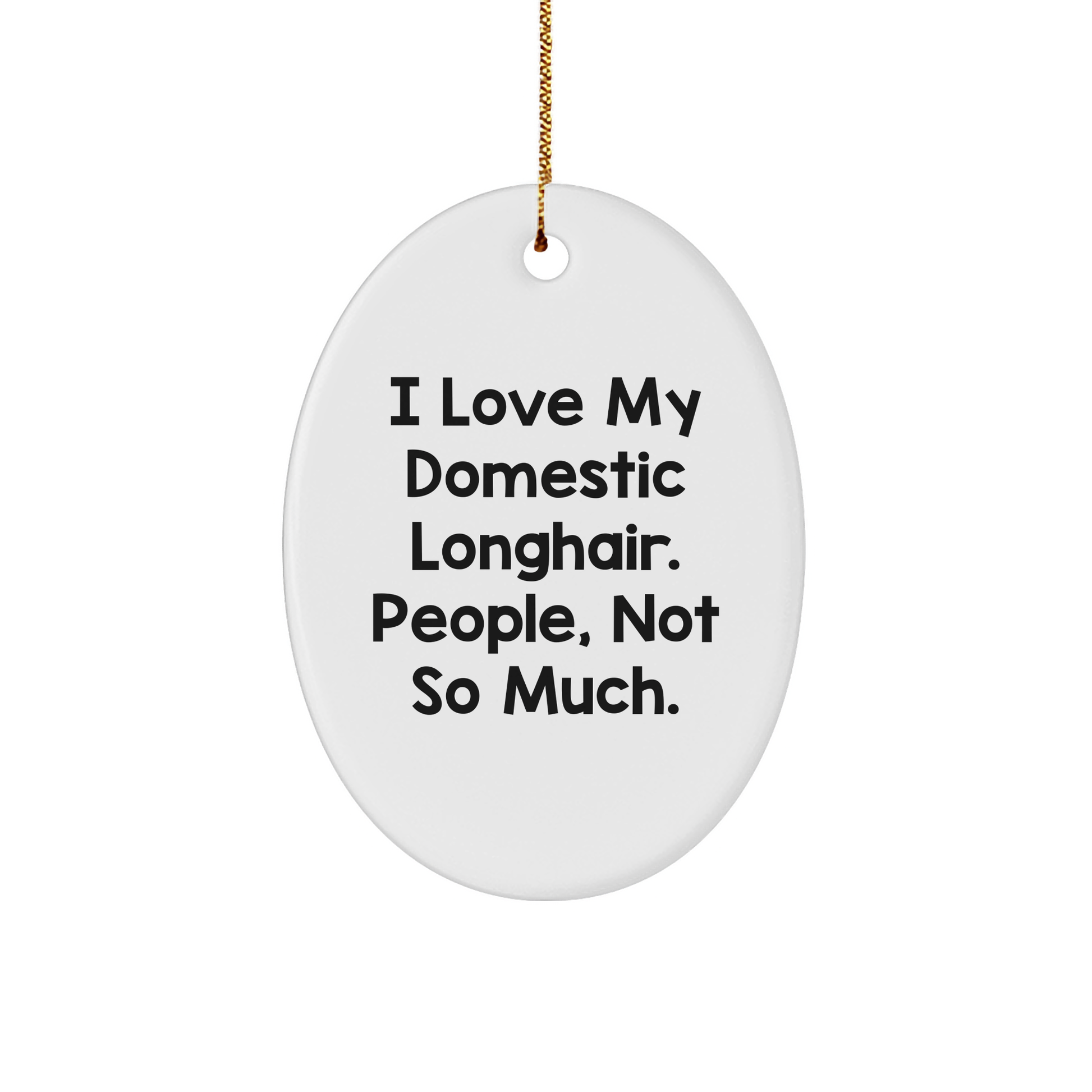 Domestic Longhair Cat Lovers Gifts, Funny Quote Oval Ornament, Gifts from Friends, for Christmas - Image 1