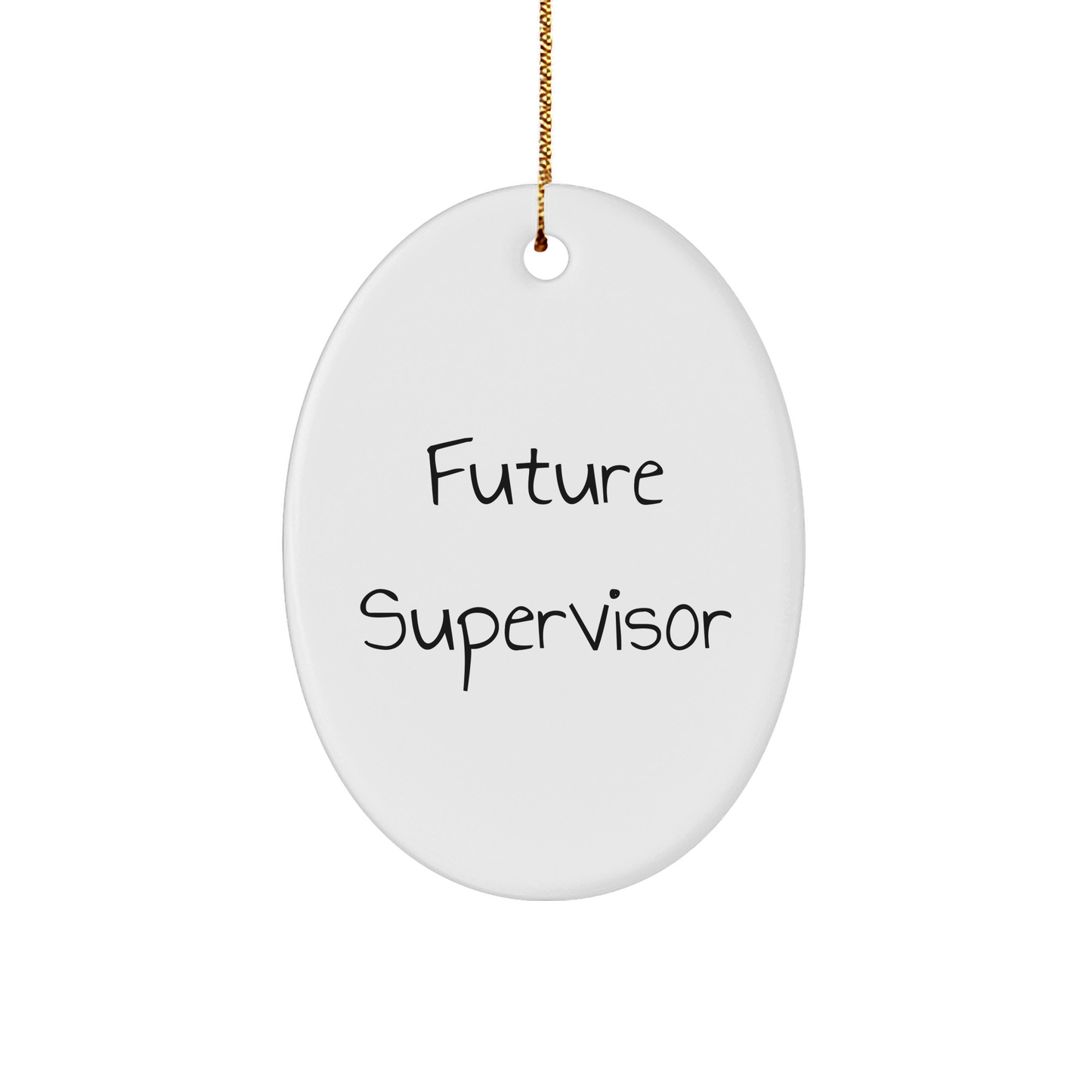Funny Supervisor Gifts from Friends for Christmas Unique Oval Ornaments with Future Supervisor Quote, 'I'm the Future Supervisor, but for Now, I'm Just a Supervisor' - Image 1
