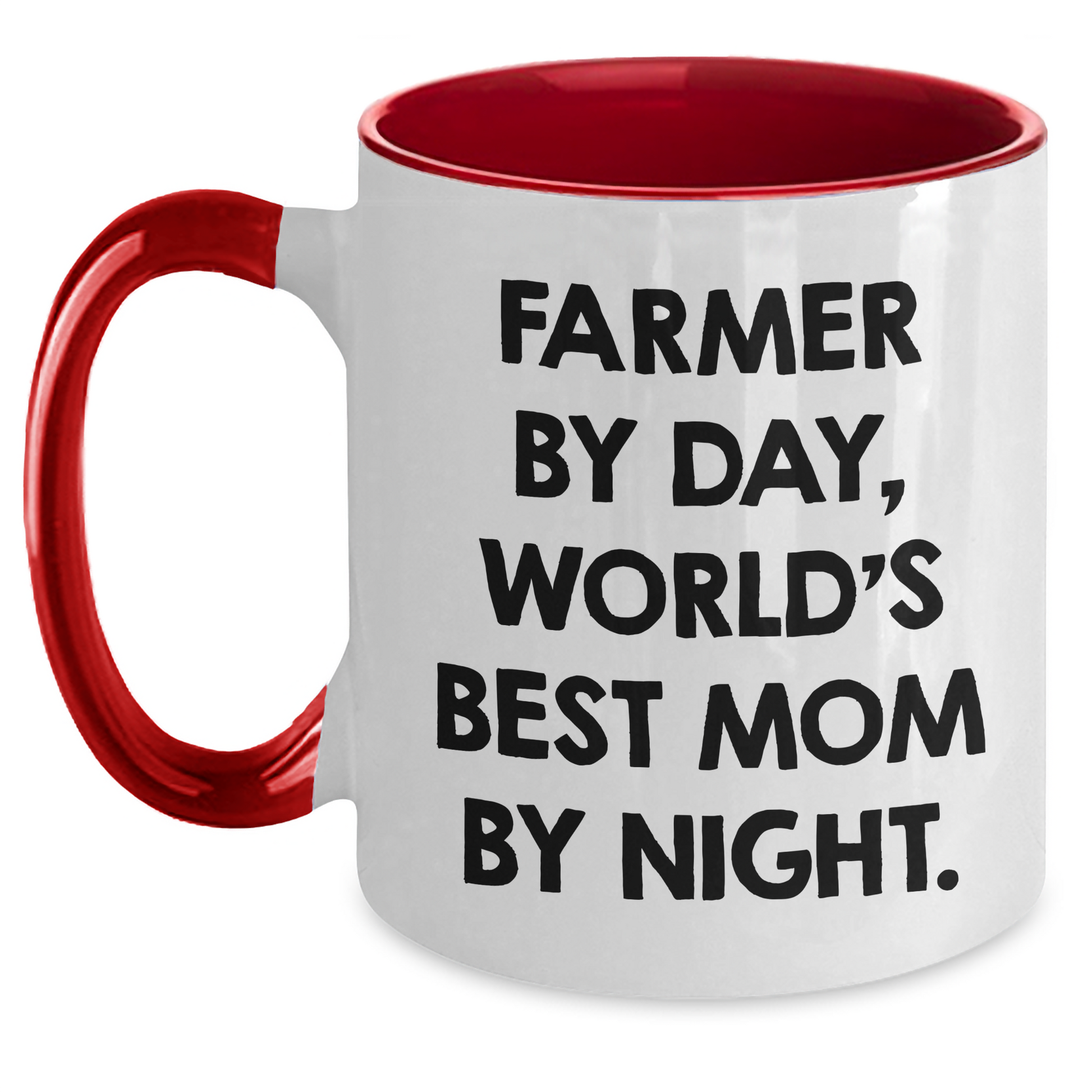 Farmer Gifts from Men - Funny Two Tone Coffee Mug, Farmer By Day, World's Best Mom By Night. - Unique Father's Day Unique Gifts for Farmers - Main