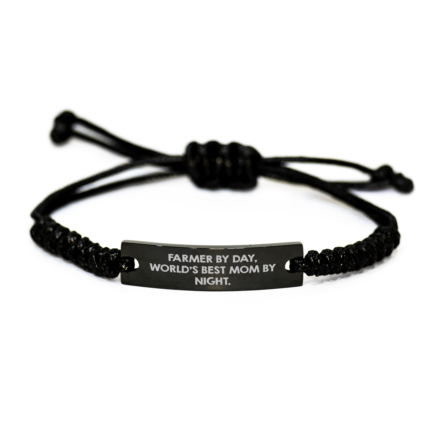 Farmer's Daily Grind, World's Best Mom's Nighttime Glow - Rope Bracelet, Gifts from Mom to Farmer - Image 1