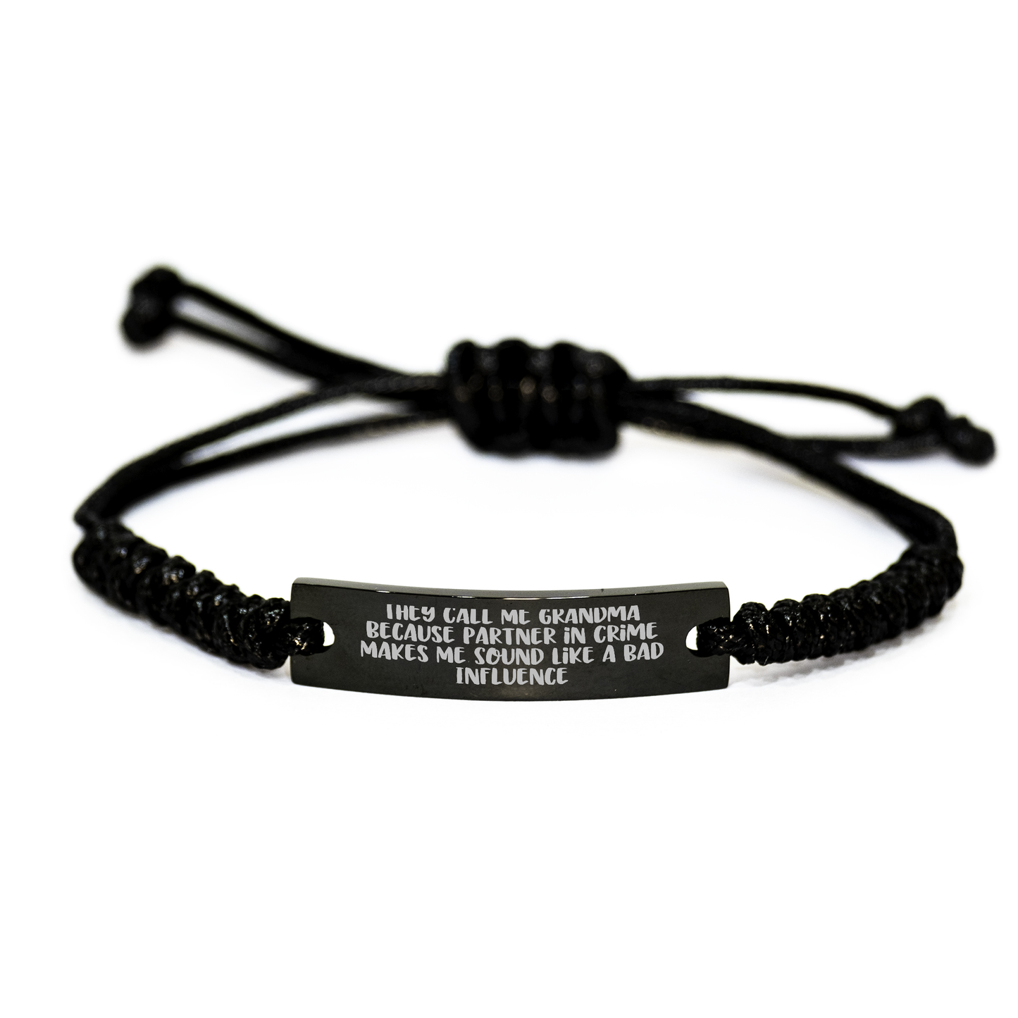 Funny Grandma Rope Bracelet Gifts from Family, Unique Graduation Present for Grandma, 'They Call Me Grandma Because Partner In Crime Makes Me Sound Like A Bad Influence' Quote - Image 1