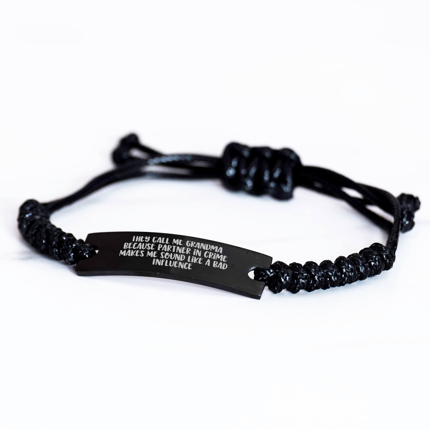 Funny Grandma Rope Bracelet Gifts from Family, Unique Graduation Present for Grandma, 'They Call Me Grandma Because Partner In Crime Makes Me Sound Like A Bad Influence' Quote - Image 2