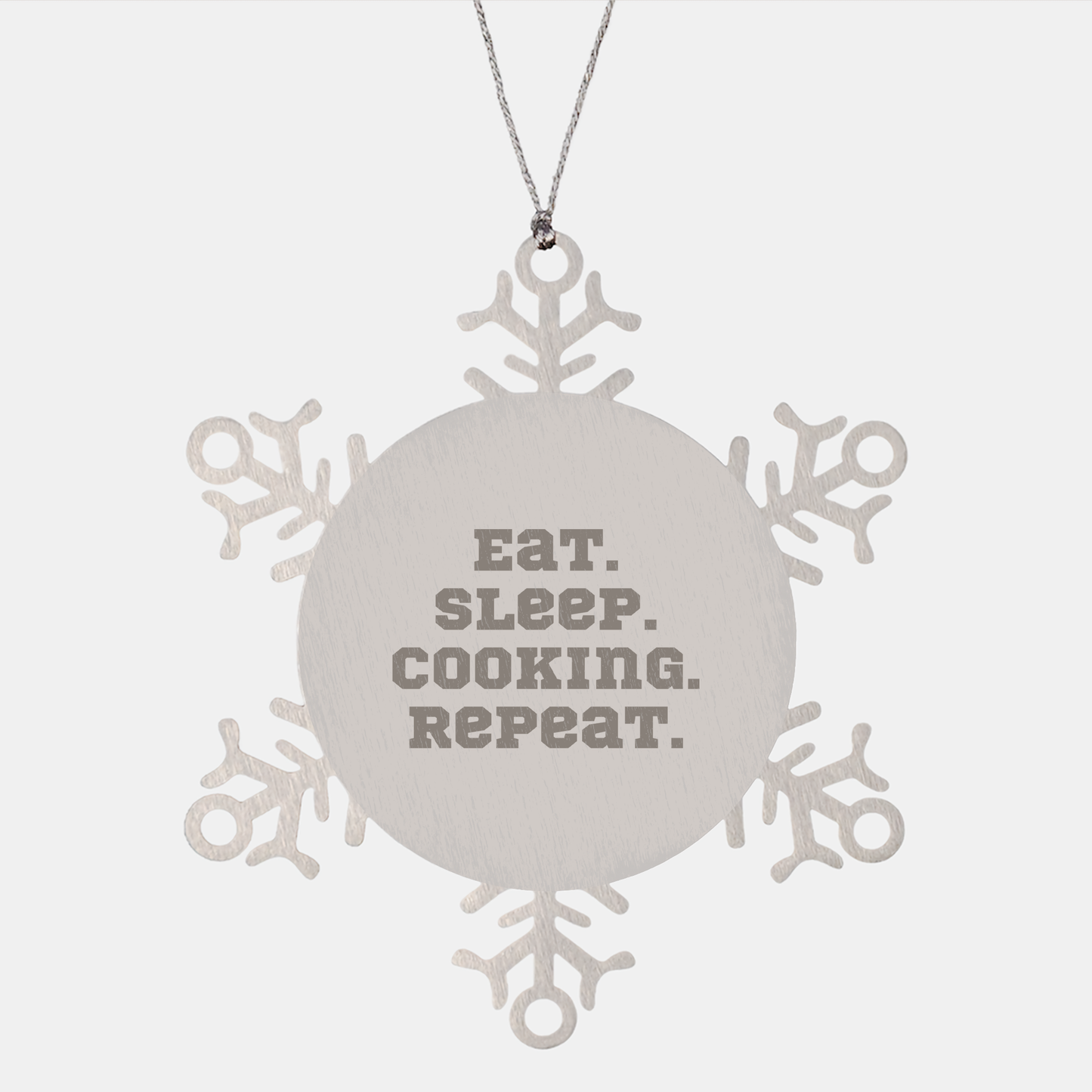 Cooking Enthusiasts' Christmas Unique Gift, Snowflake Ornament from Friends for Family, Eat. Sleep. Cooking. Repeat. - Image 1