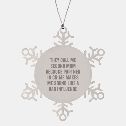 Funny Snowflake Ornaments for Second Mom, Gifts from Men to Women, Friends, Family, Christmas Unique Presents - Image 1