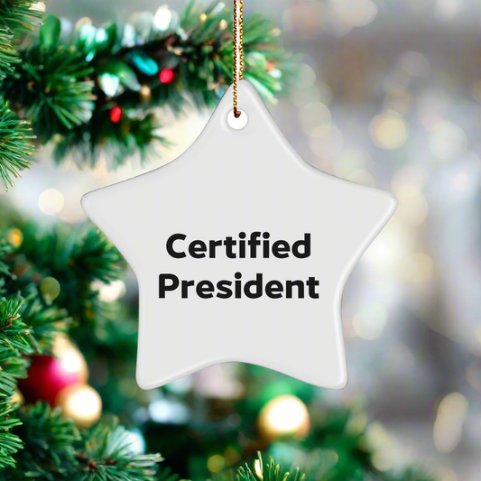 Funny President Gifts from Friends for Men - Star Ornament Quote Certified President Christmas Unique Presents - Image 1
