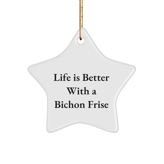 Bichon Frise Dog Lover Gifts, Funny Quote Ornament for Friends, Christmas Star, 'Life Is Better With A Bichon Frise', Gifts from Men to Family - Image 1