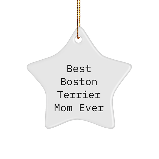 Boston Terrier Dog Mom Gifts from Friends - 'Best Boston Terrier Mom Ever' Star Ornament for Christmas - Image 1
