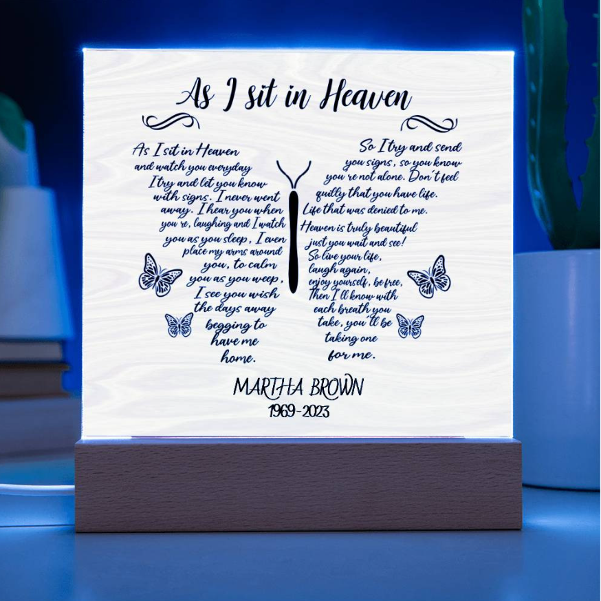 As I Sit In Heaven Memorial Plaque