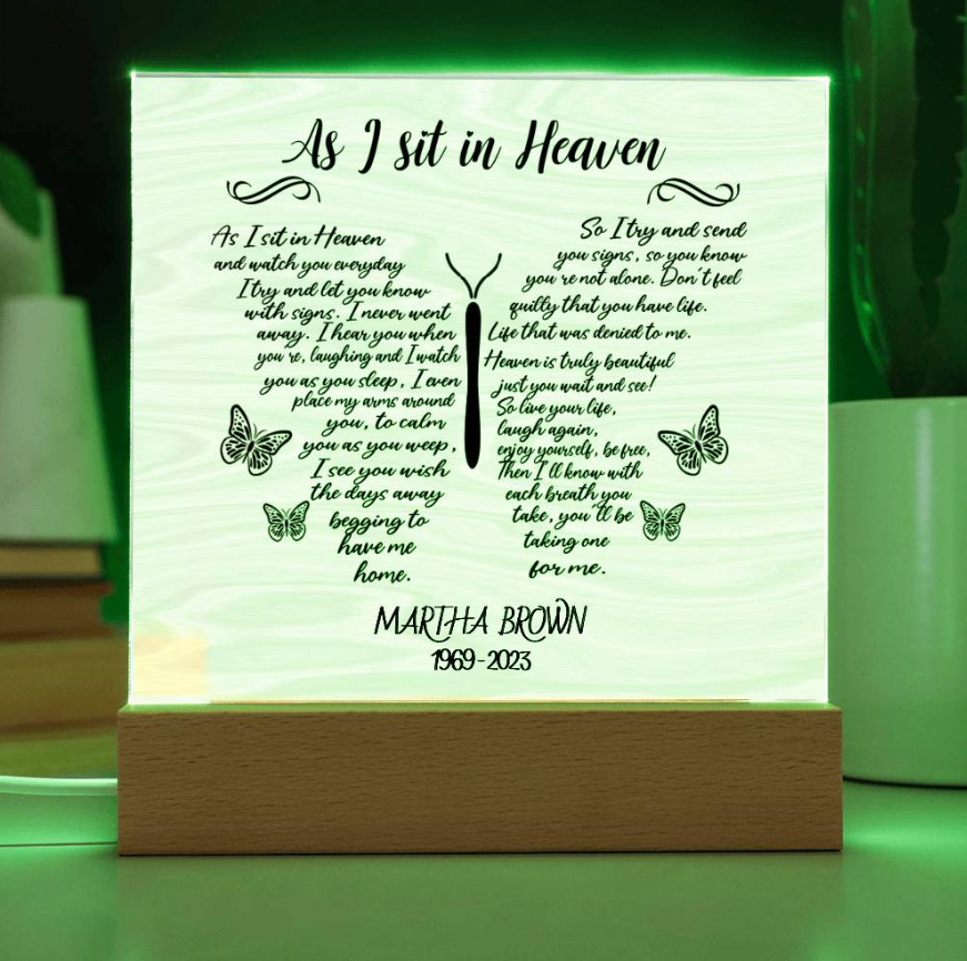As I Sit In Heaven Memorial Plaque