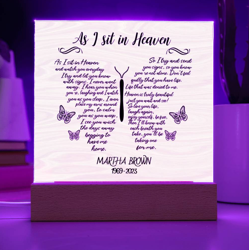 As I Sit In Heaven Memorial Plaque