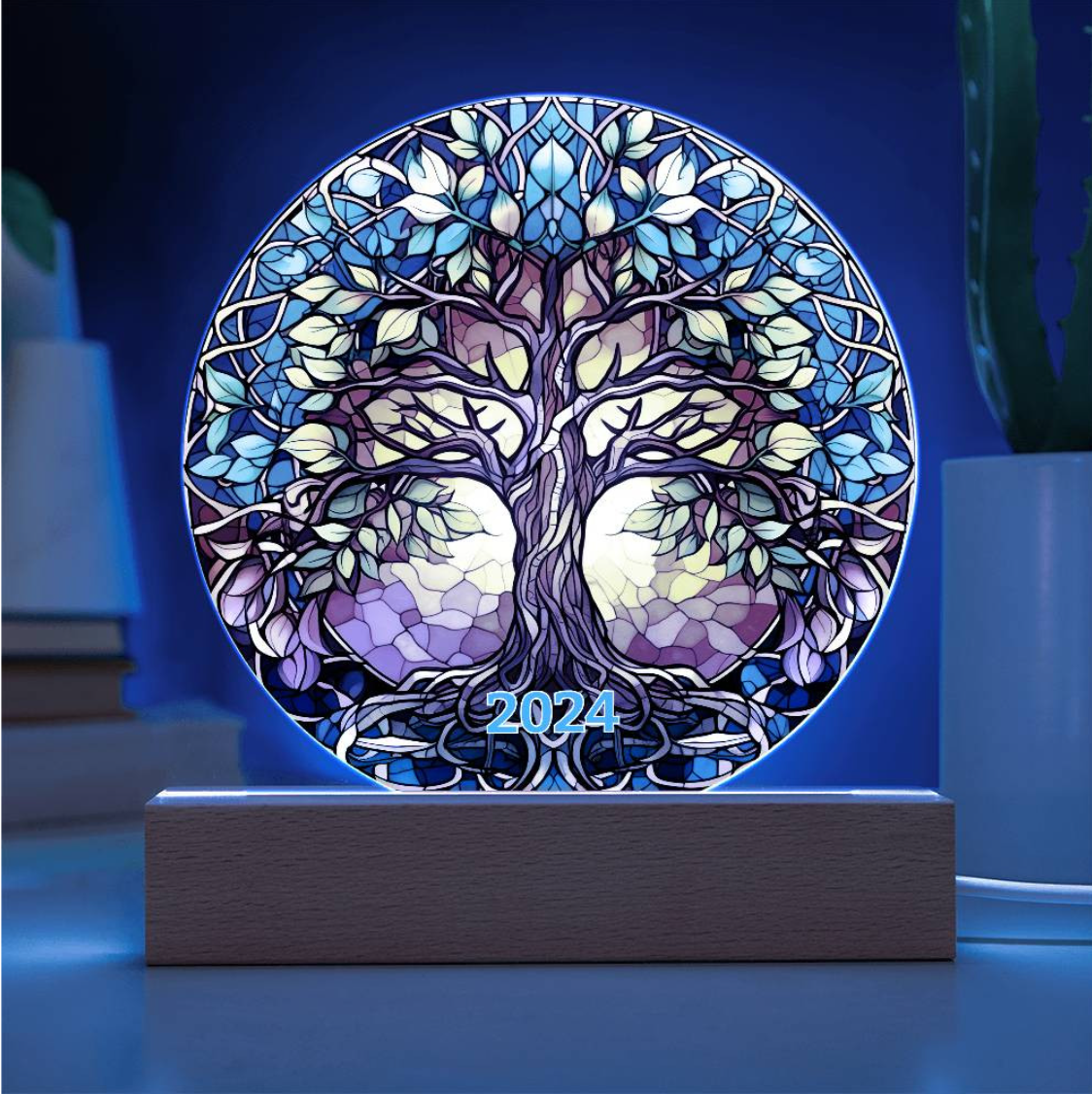 Stained Glass Style Tree of Life Plaque
