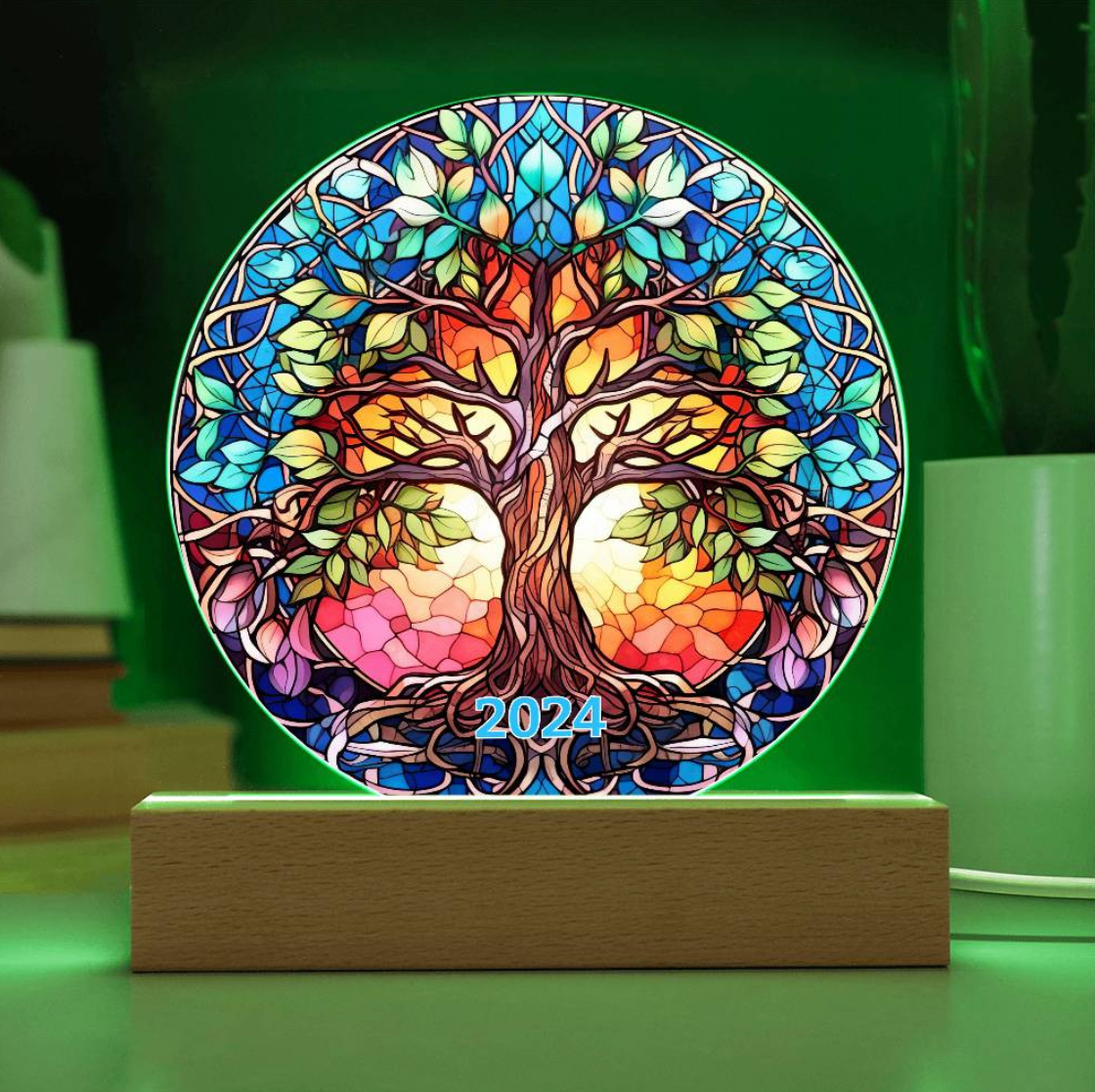 Stained Glass Style Tree of Life Plaque