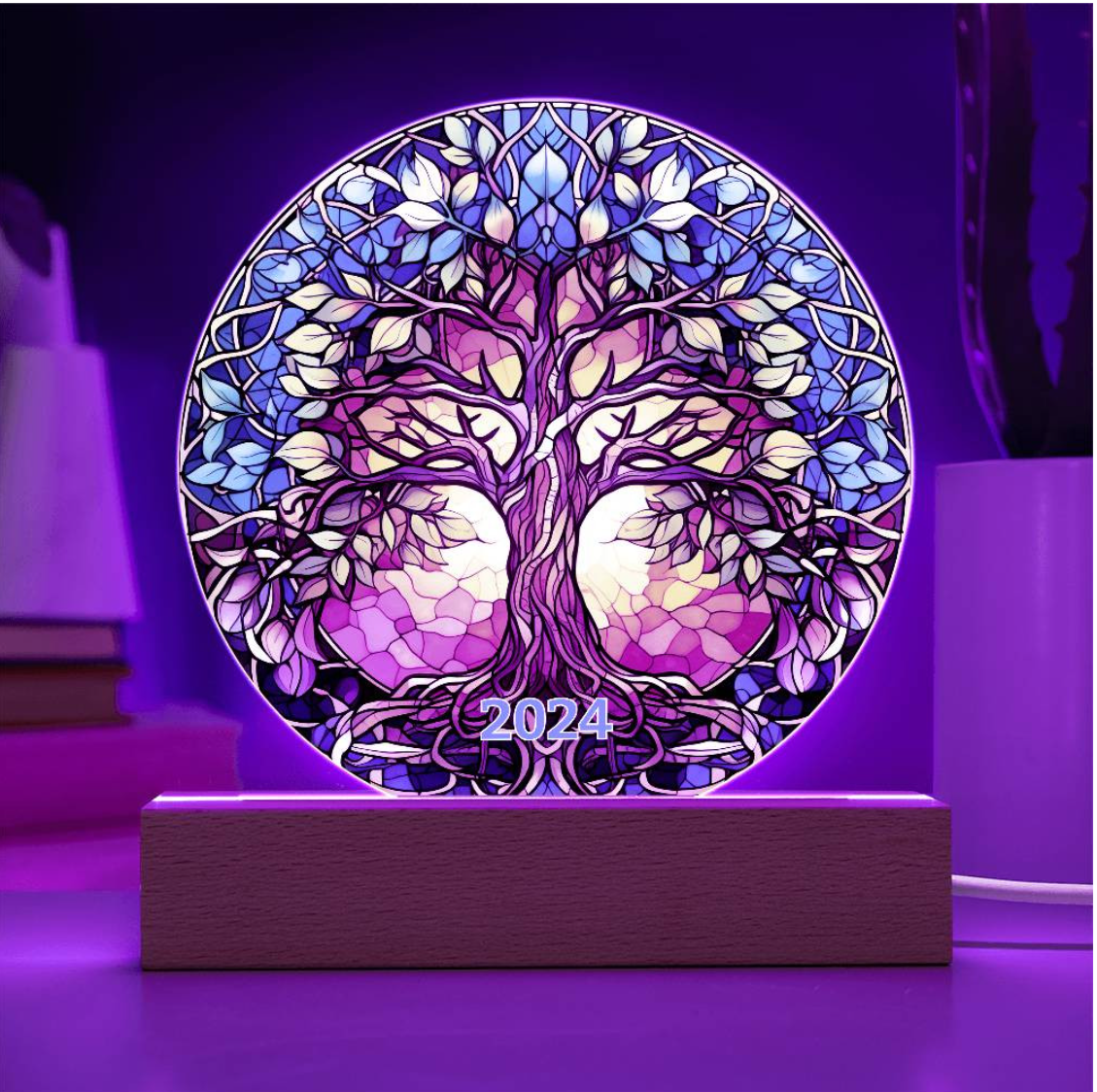 Stained Glass Style Tree of Life Plaque