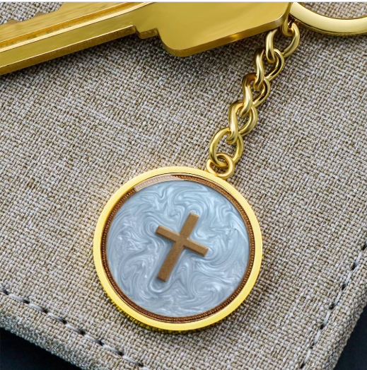 Dainty Cross Necklace or Keychain, Catholic Necklace for Women, Christian Jewelry Gift, Minimalist Religious Pendant