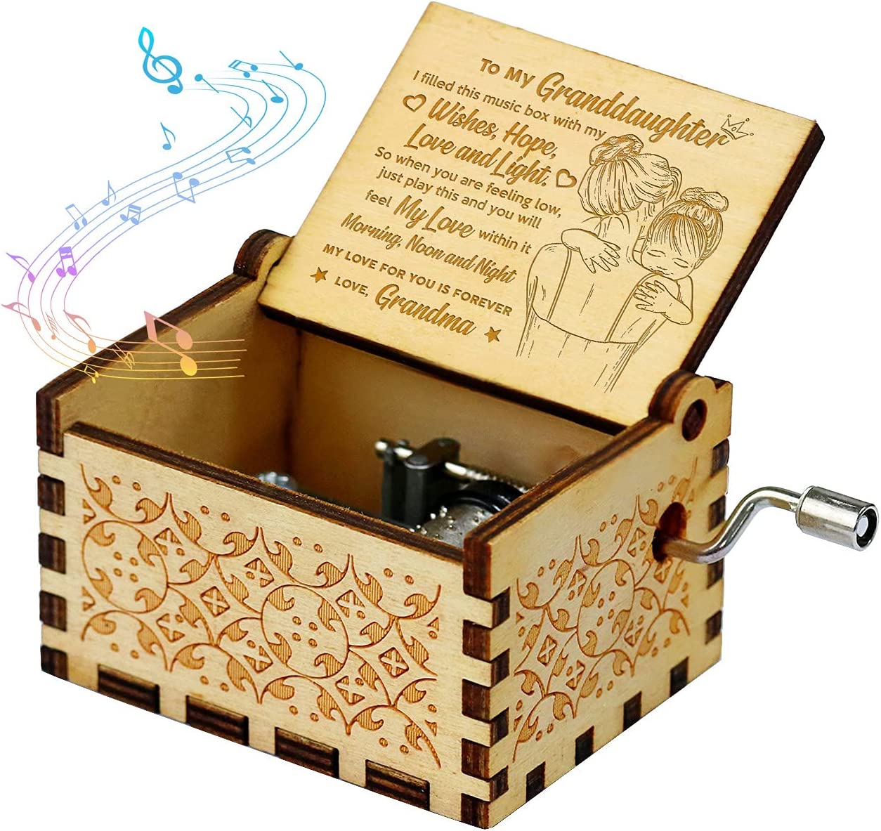 Wooden Music Box Gift - Plays "You Are My Sunshine" (Multiple Variations)