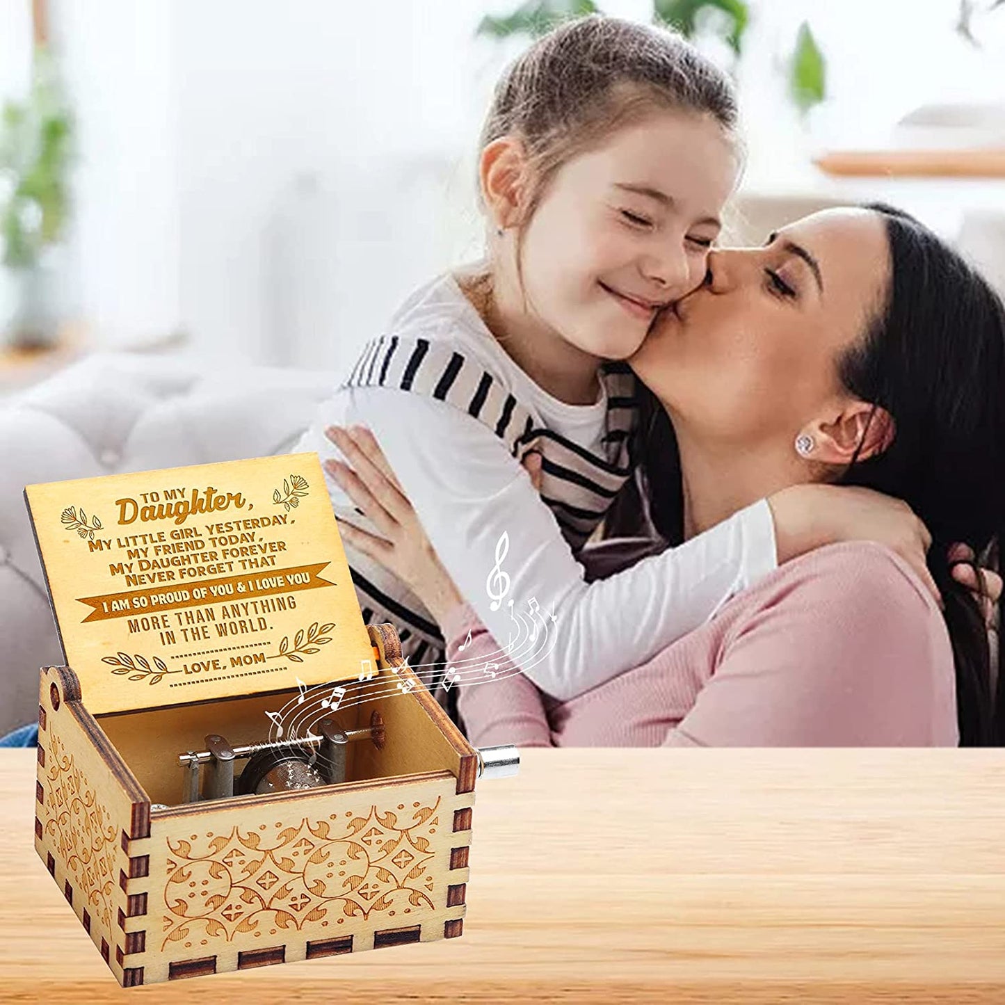 Wooden Music Box Gift - Plays "You Are My Sunshine" (Multiple Variations)