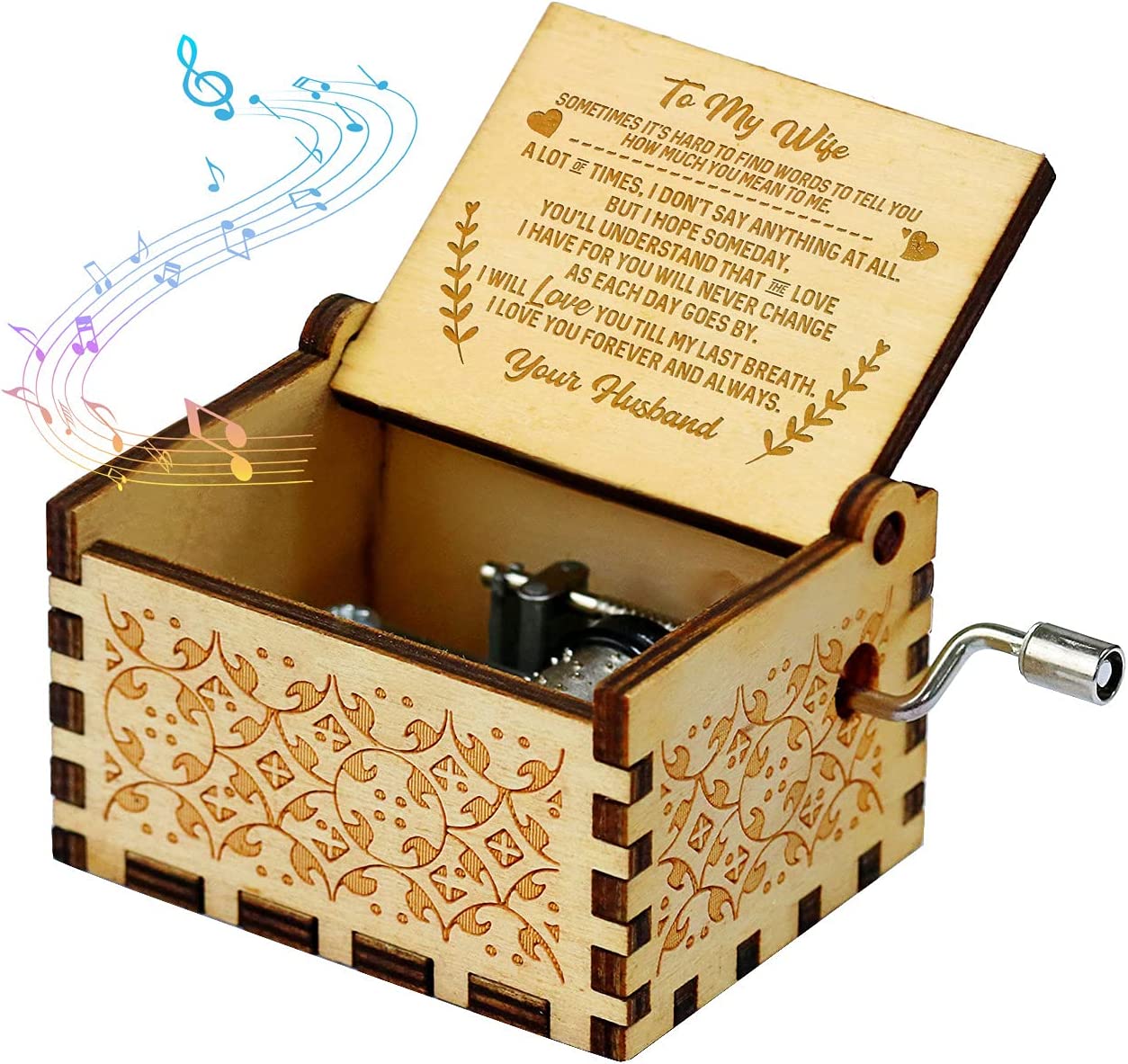 Wooden Music Box Gift - Plays "You Are My Sunshine" (Multiple Variations)