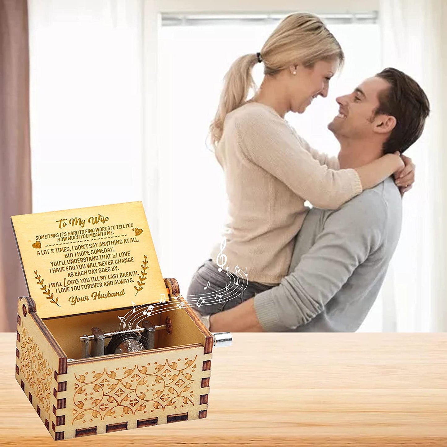 Wooden Music Box Gift - Plays "You Are My Sunshine" (Multiple Variations)