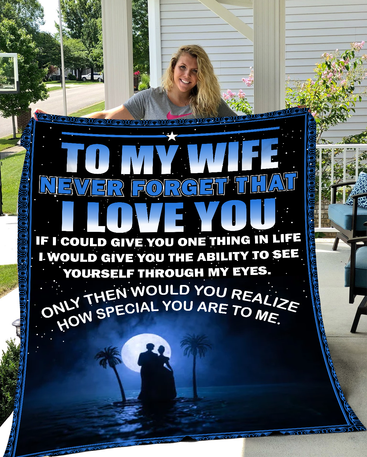 Wife Never Forget Fleece Blanket