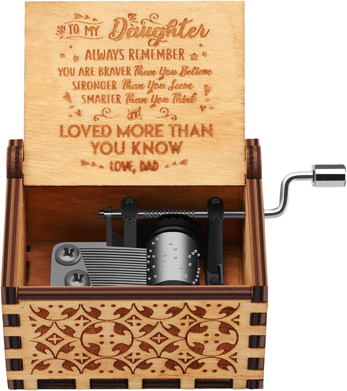 To My Daughter Wooden Music Box Gift - Plays the song "You Are My Sunshine"