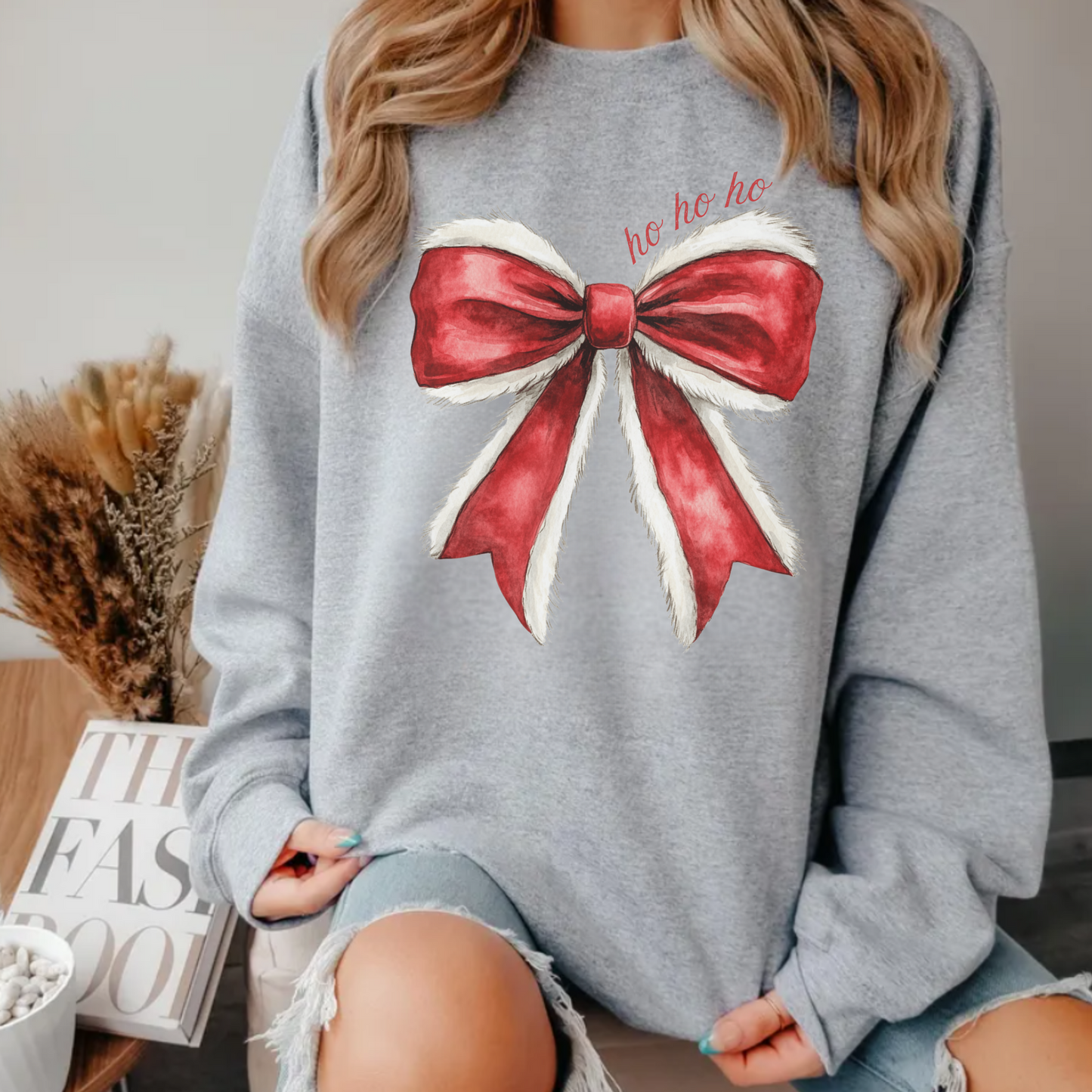 Christmas Ho Ho Ho Bow T-shirt and Sweatshirt