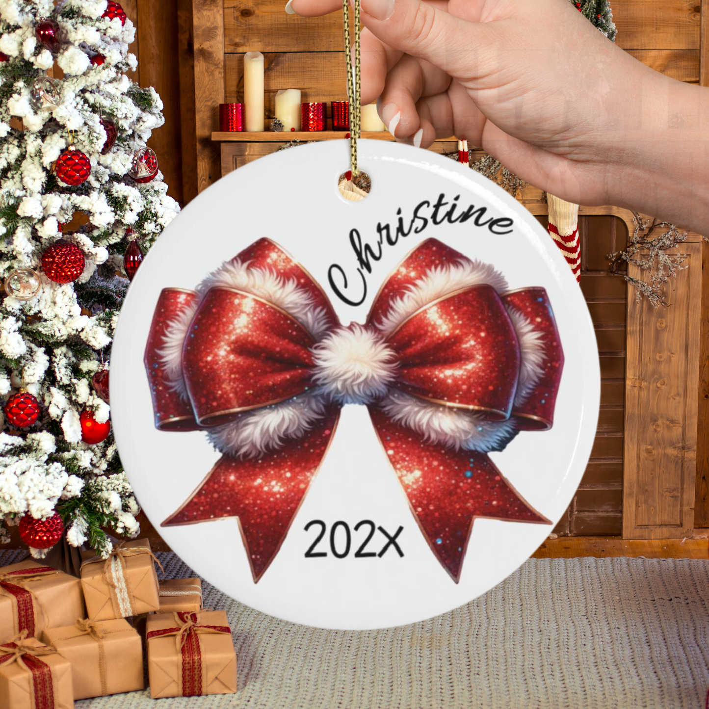 Personalized Coquette Bow Ornament