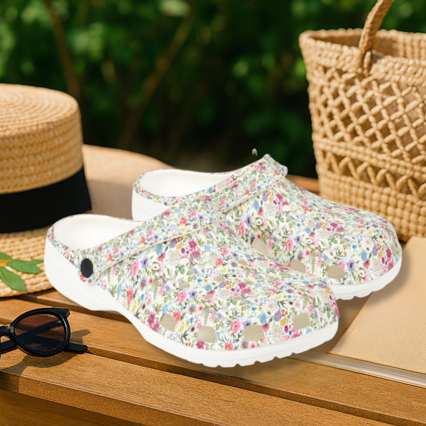 Pastel Wildflower Garden Shoes for Adults & Kids – Lightweight EVA Slip-On Floral Summer Sandals Water-Resistant Nurse Walking Comfort, Mom