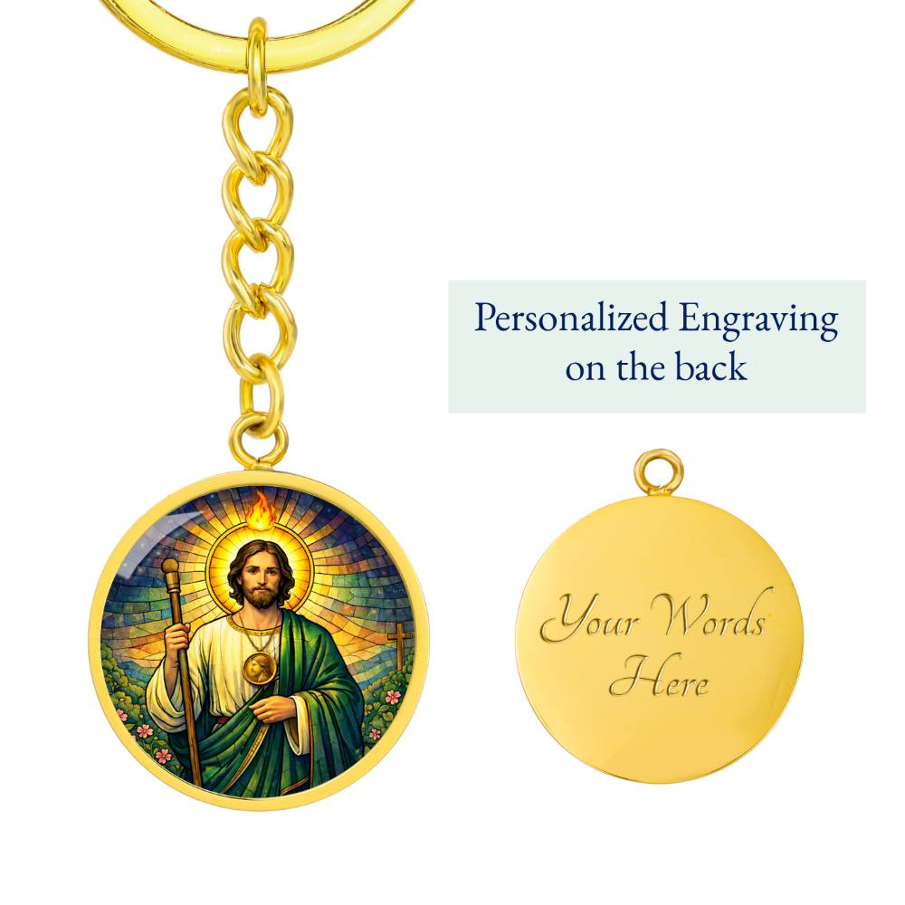 Saint Jude Necklace or Keychain, Patron Saint of Hopeless Causes Jewelry, Catholic Faith Pendant Gift