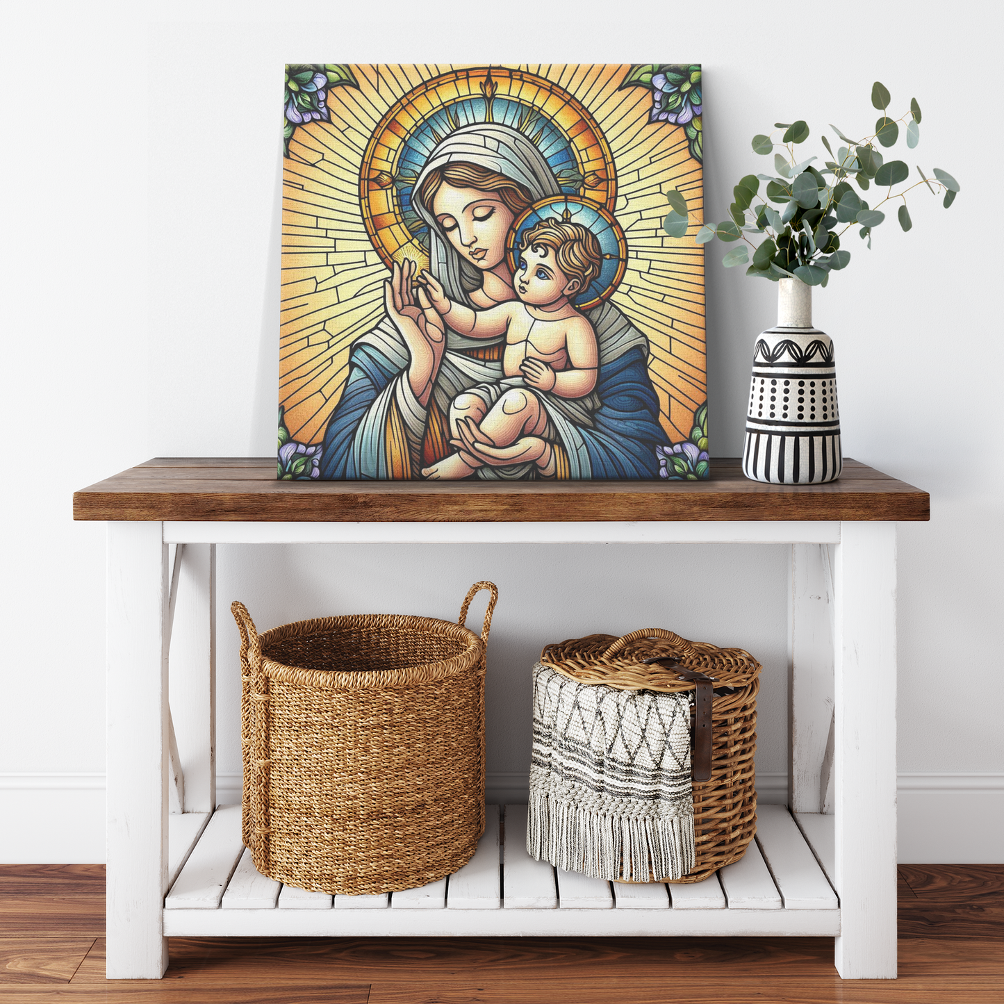 Virgin Mary and Baby Jesus Canvas Wall Art