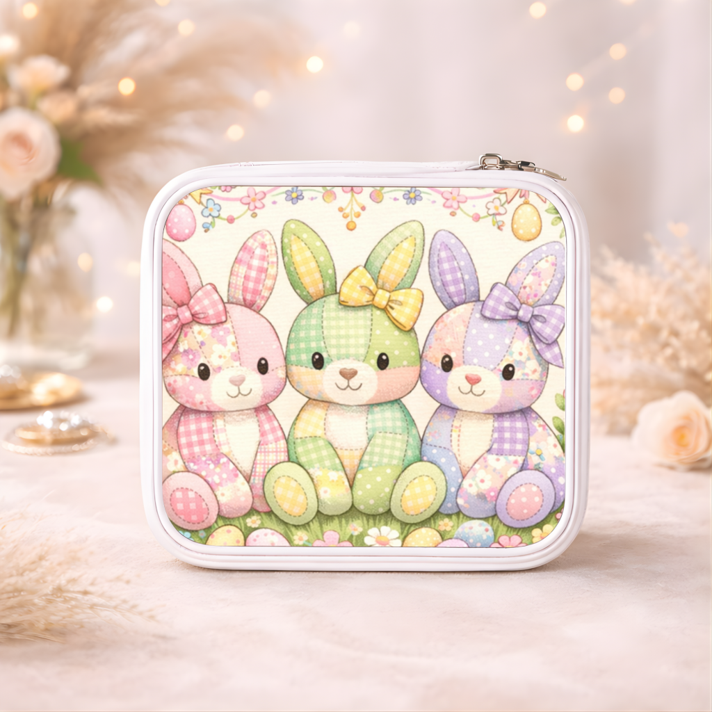 Easter Bunny Necklace or Keychain, Cute Bunny Trio Jewelry, Pastel Rabbit Pendant for Teen Girl, Easter Basket Stuffer Gift