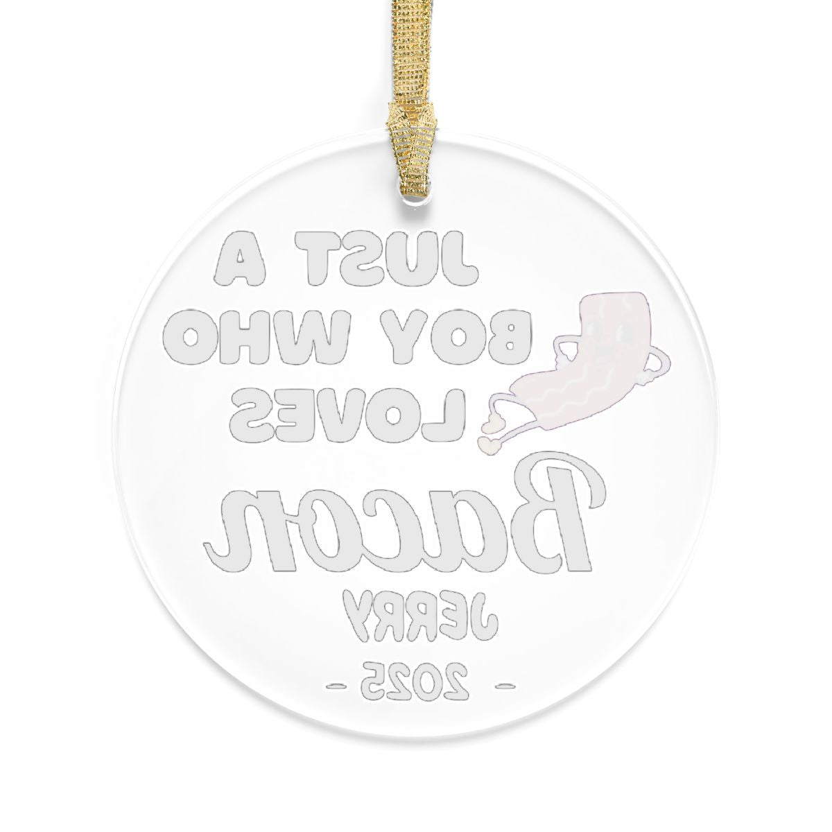 Personalized Bacon Ornament, Custom Just a Boy Who Loves Bacon Holiday Ornament, Bacon Lover Gift Xmas Ornament, Breakfast Lover Ornament
