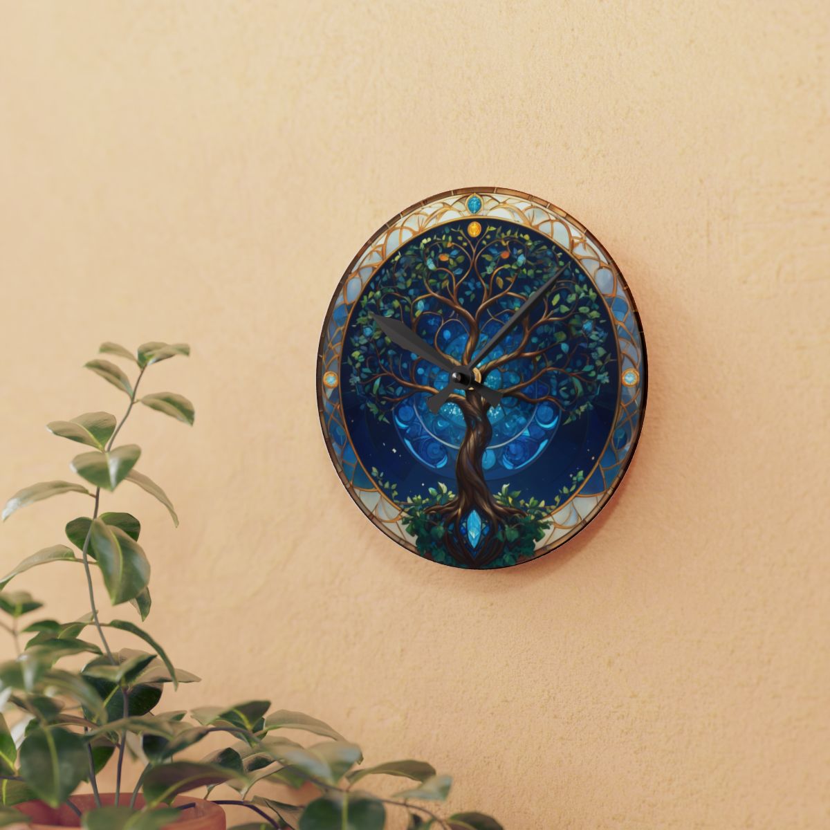 Stained Glass Acrylic Tree of Life Custom Clock