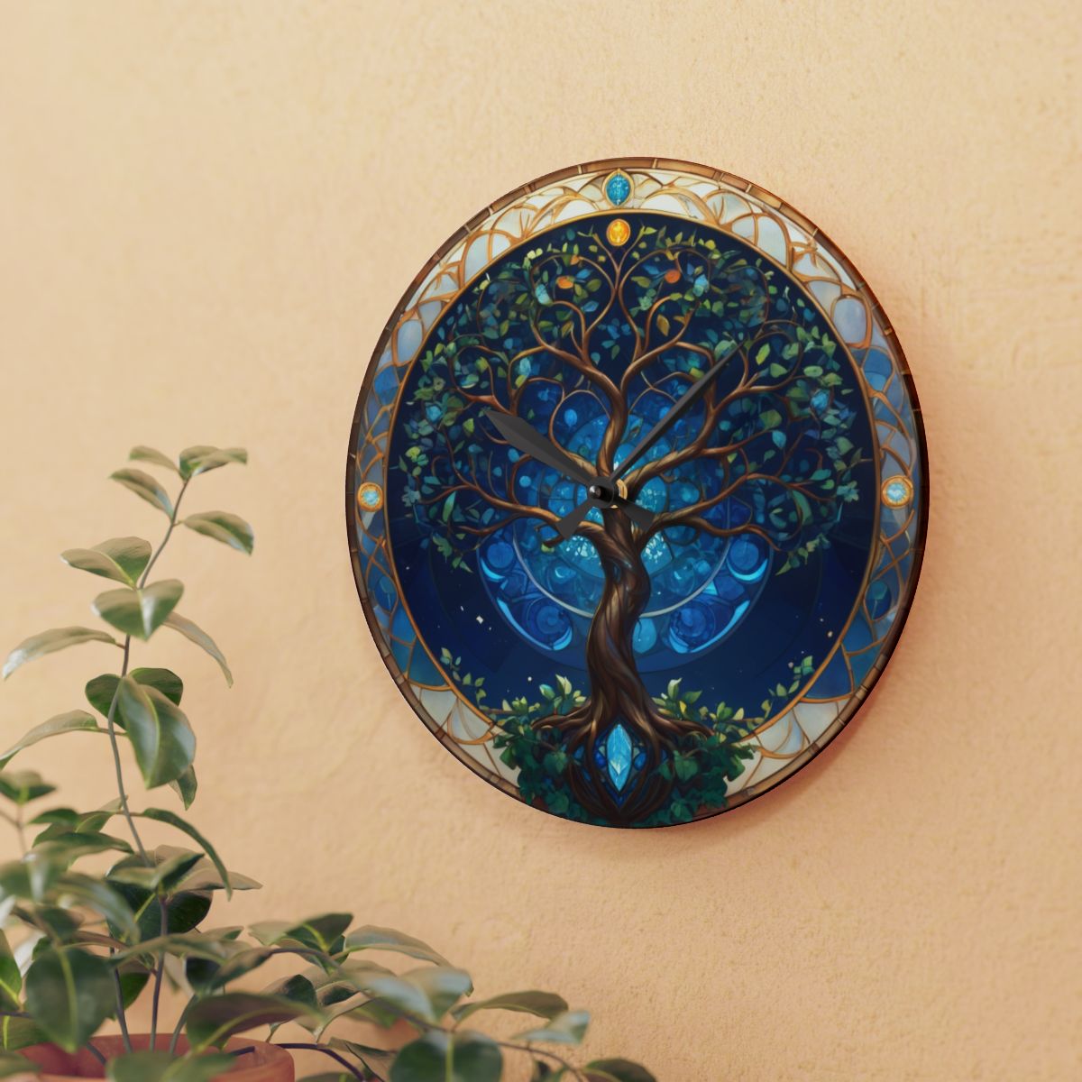 Stained Glass Acrylic Tree of Life Custom Clock