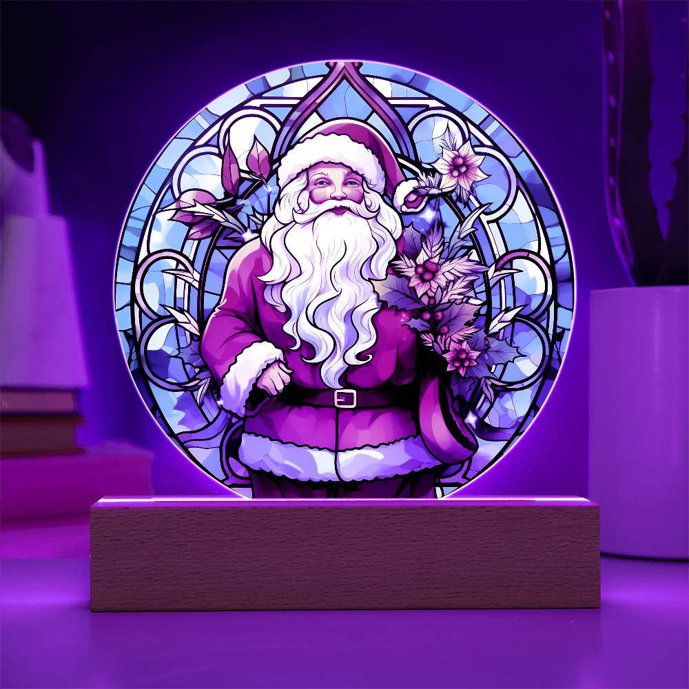 Stained Glass Style Santa Acrylic Plaque