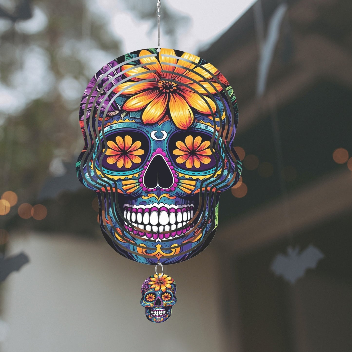 Flower Skull Wind Spinner