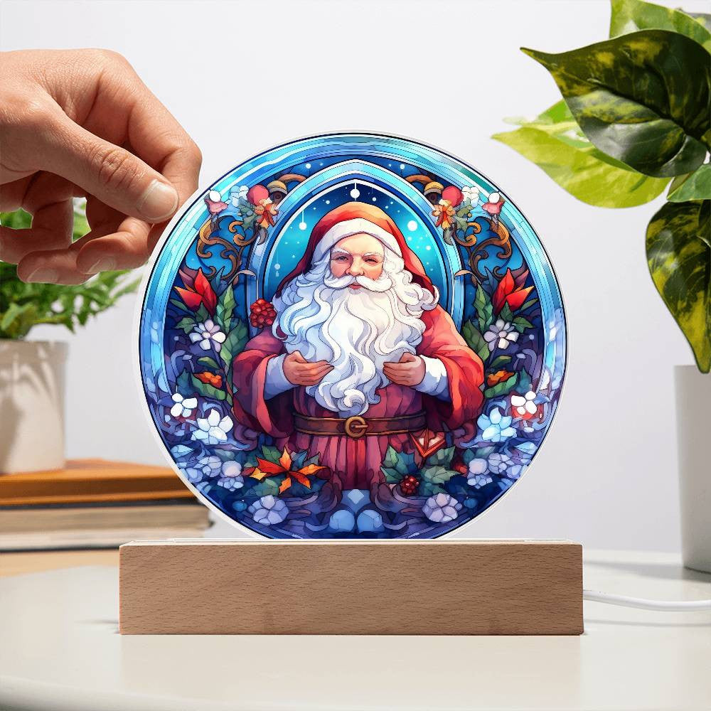 Stained Glass Style Santa Claus Acrylic Plaque
