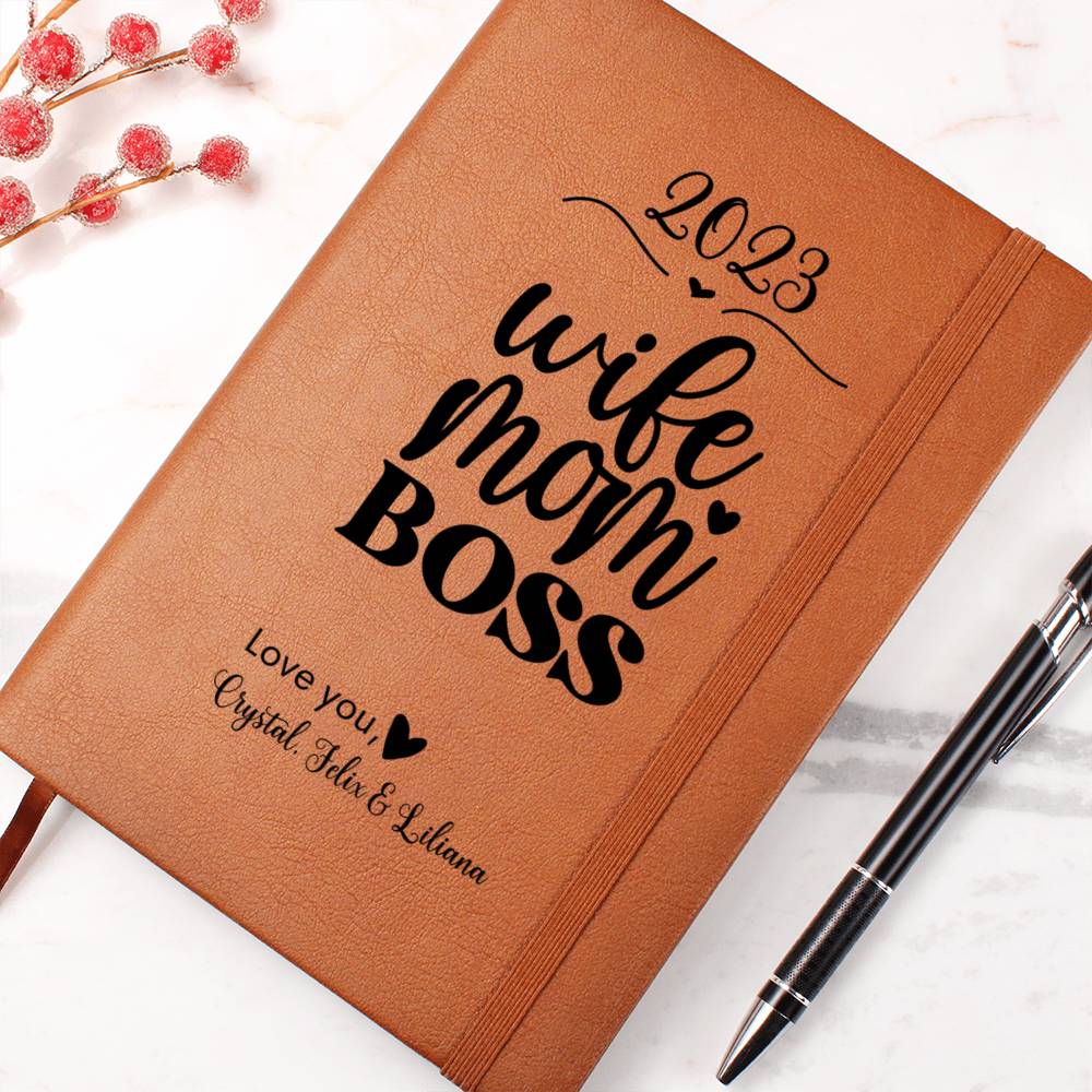 Wife Mom Boss Vegan Leather Journal Notebook