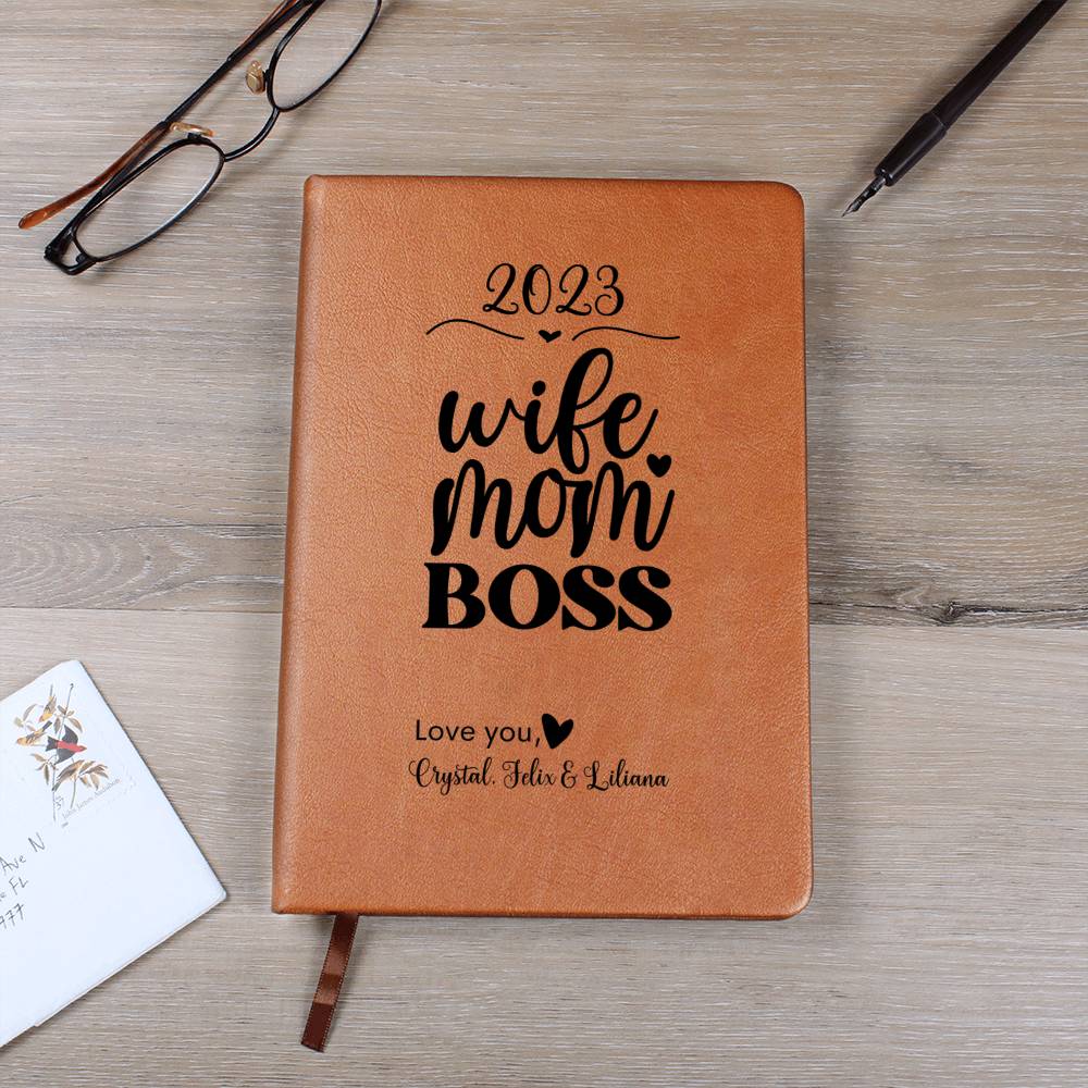 Wife Mom Boss Vegan Leather Journal Notebook