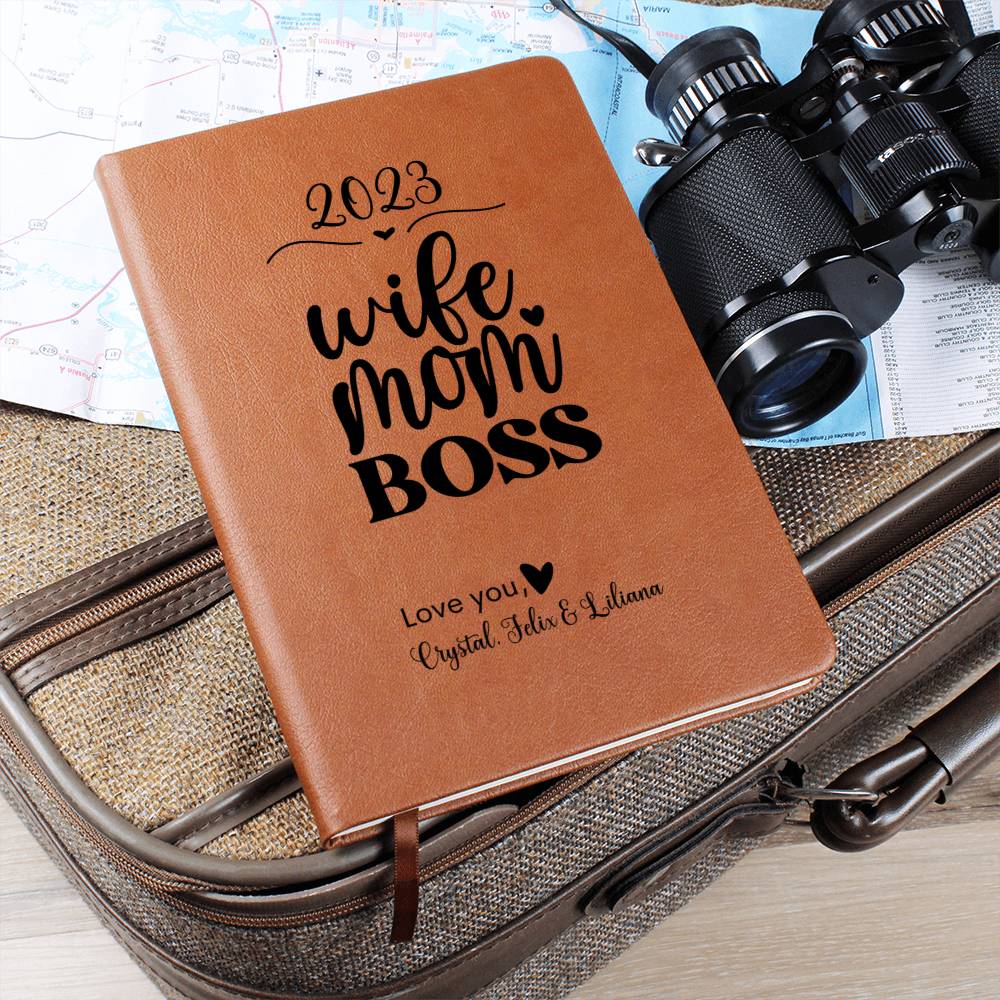 Wife Mom Boss Vegan Leather Journal Notebook