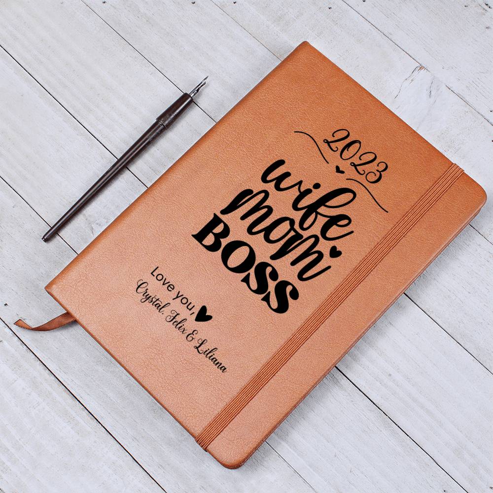 Wife Mom Boss Vegan Leather Journal Notebook