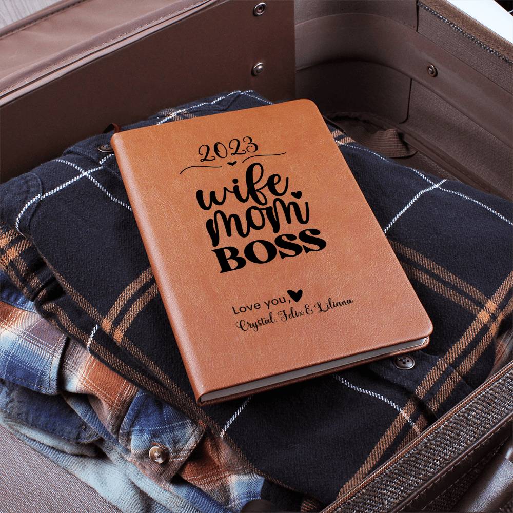 Wife Mom Boss Vegan Leather Journal Notebook