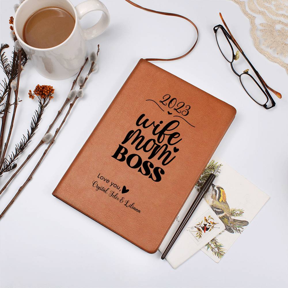 Wife Mom Boss Vegan Leather Journal Notebook
